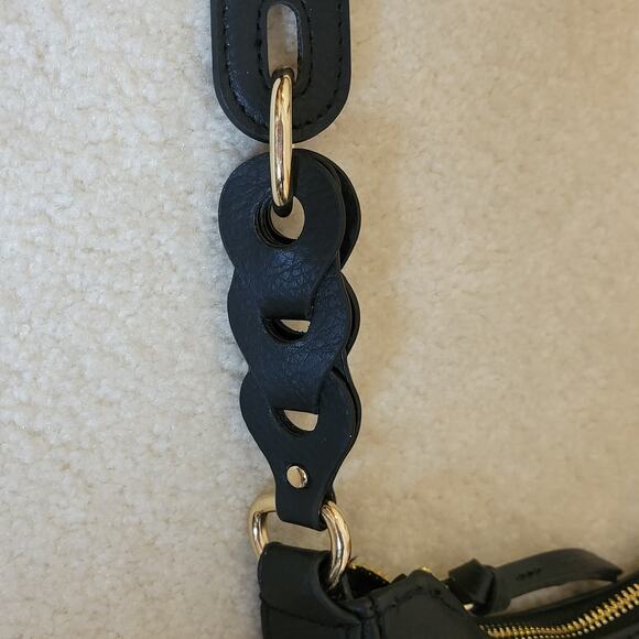 NWT Rosetti Black With Gold Metal Accents Crossbody Shoulder Bag Pockets - Picture 8 of 15